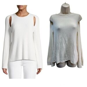 Vince Slit-Shoulder Ribbed Cashmere Sweater